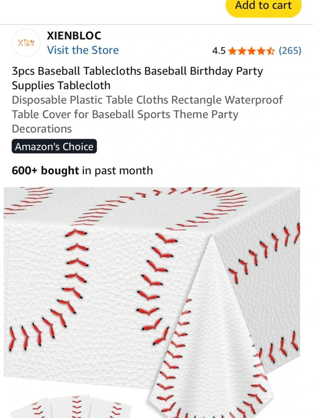 Baseball Party Supplies Kit - Red & White